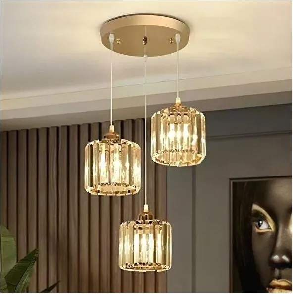 Lustră suspendată pe cablu BELLA 3xE27/40W/230V aurie
