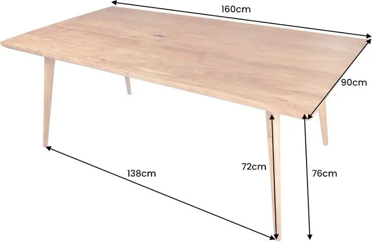 Masa din lemn de salcam Mystic 160cm A-38418 VC