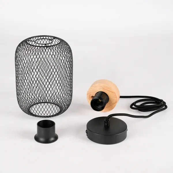 Brilagi - Lampă suspendată pe cablu BASKLITE 1xE27/15W/230V lemn de cauciuc/negru