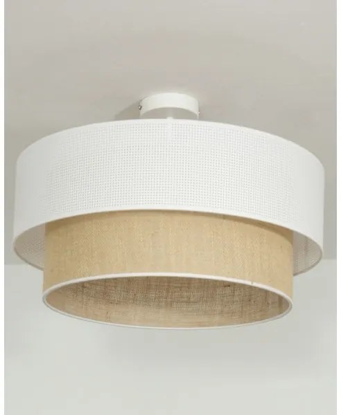 Lustră aplicată BORHO, 1xE27/60W/230V, Ø 50 cm, alb/iută