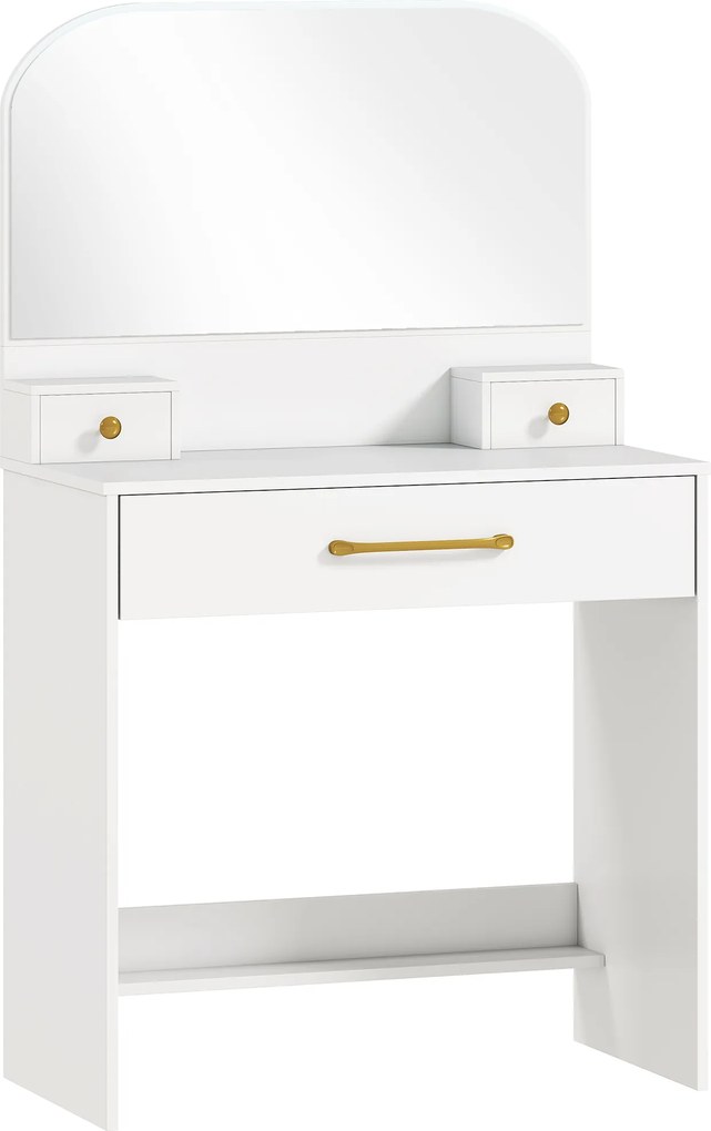 HOMCOM Masă de toaletă cu oglindă, masă compactă cu 3 sertare, Alb | Aosom Romania