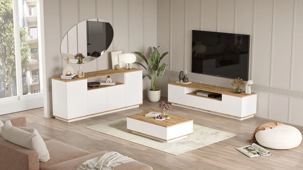 Set mobilier living Fera 18 (pin antlantic + alb). 1073055