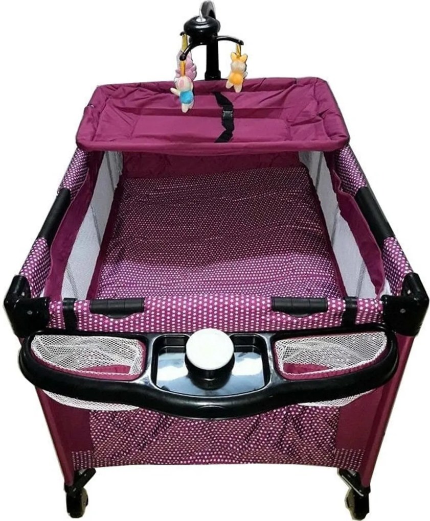 Patut Pliant, Tarc copii Baby Care™ NEST, Pliabil pe 2 Niveluri cu muzica si Masa infasat, Jucarie Carusel cu jucarii din plus, geanta transport