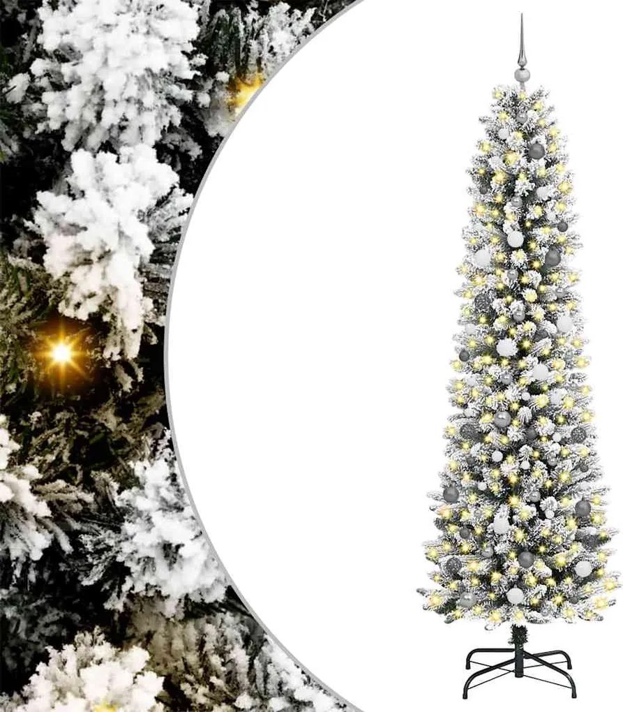 vidaXL Brad de Crăciun artificial Alb 240 cm PVC și metal și plastic