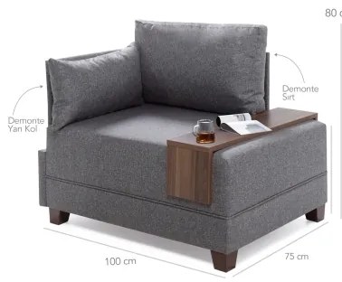 Fotoliu de colț TULA, maro, stânga