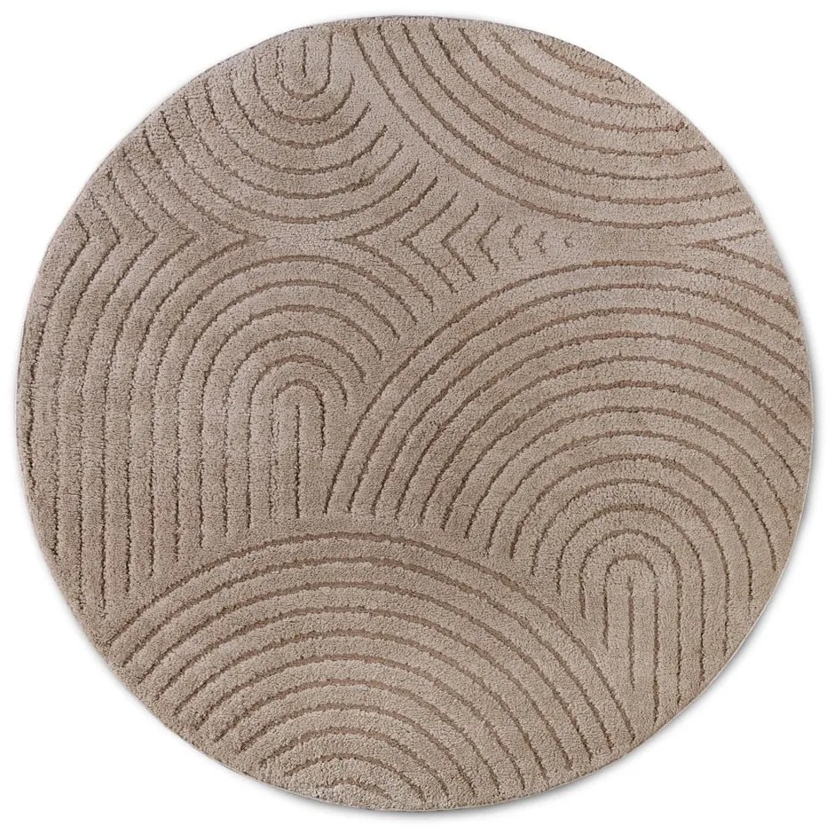 Covor maro deschis rotund ø 160 cm Panglao New York Taupe – Elle Decoration