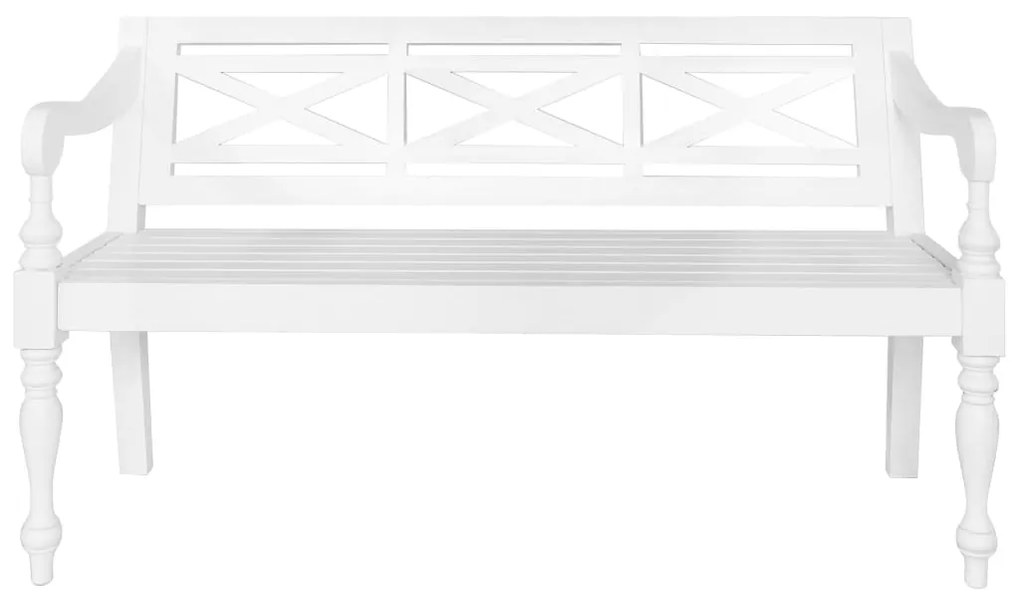 337077 vidaXL Bancă Batavia, alb, 123 cm, lemn masiv mahon
