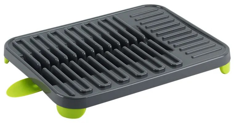 Uscător de vase Luigi Ferrero FR-3830P, 38x30x4.5 cm, Compartimente pentru pahare și farfurii, Canal de scurgere, Gri