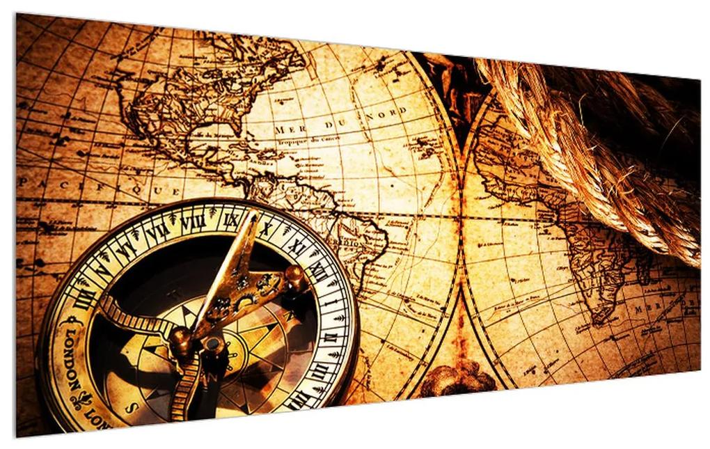 Tablou istoric cu harta lumii (120x50 cm), în 40 de alte dimensiuni noi