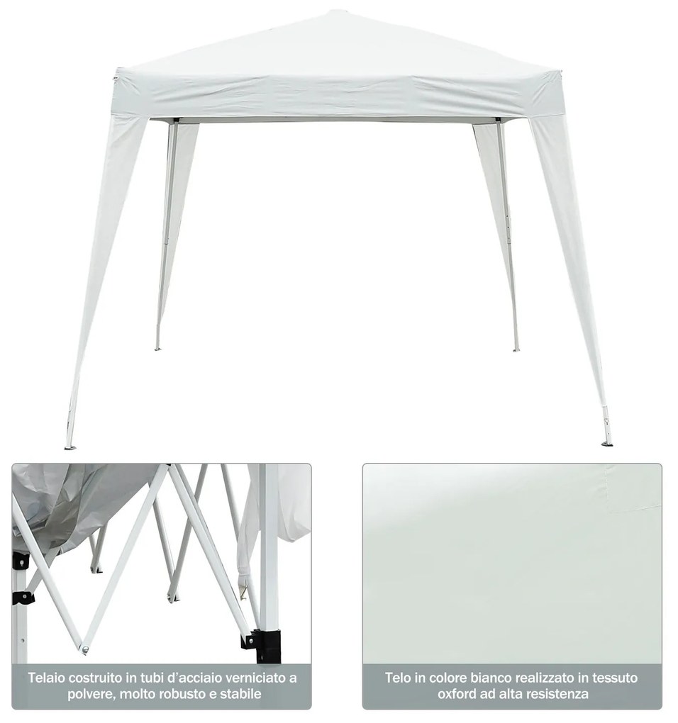 Outsunny Gazebo Pop-Up Impermeabil, Alb, 2.4x2.4 m, Ușor de Montat, Ideal pentru Petreceri și Evenimente în Aer Liber | Aosom Romania