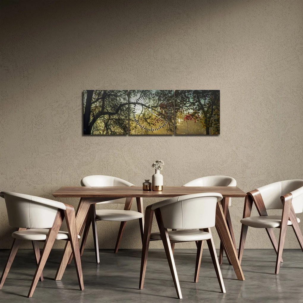 Tablou cu răsărit de soare (cu ceas) (90x30 cm)