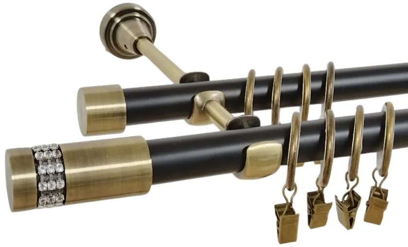 Galerie dubla duo XANTOS 19/19 mm negru aur antic (Alege marime: 300 cm)