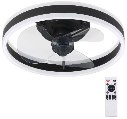 Brilagi-LED Lampă cu ventilator, dimabilă, LED 30W, 230V, 3000-6500K, negru+DO