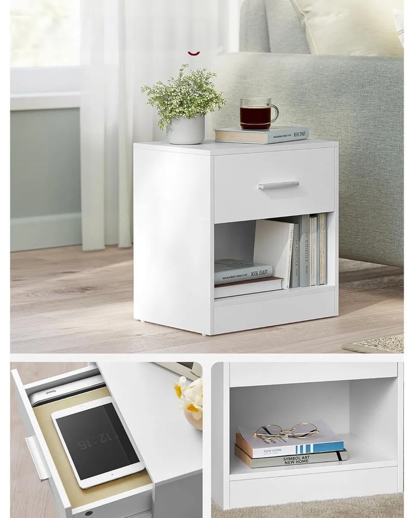 Set de noptiere E1081 WT, alb, 2 buc.