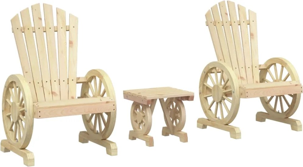 vidaXL Set mobilier de grădină, 3 piese, lemn masiv de brad