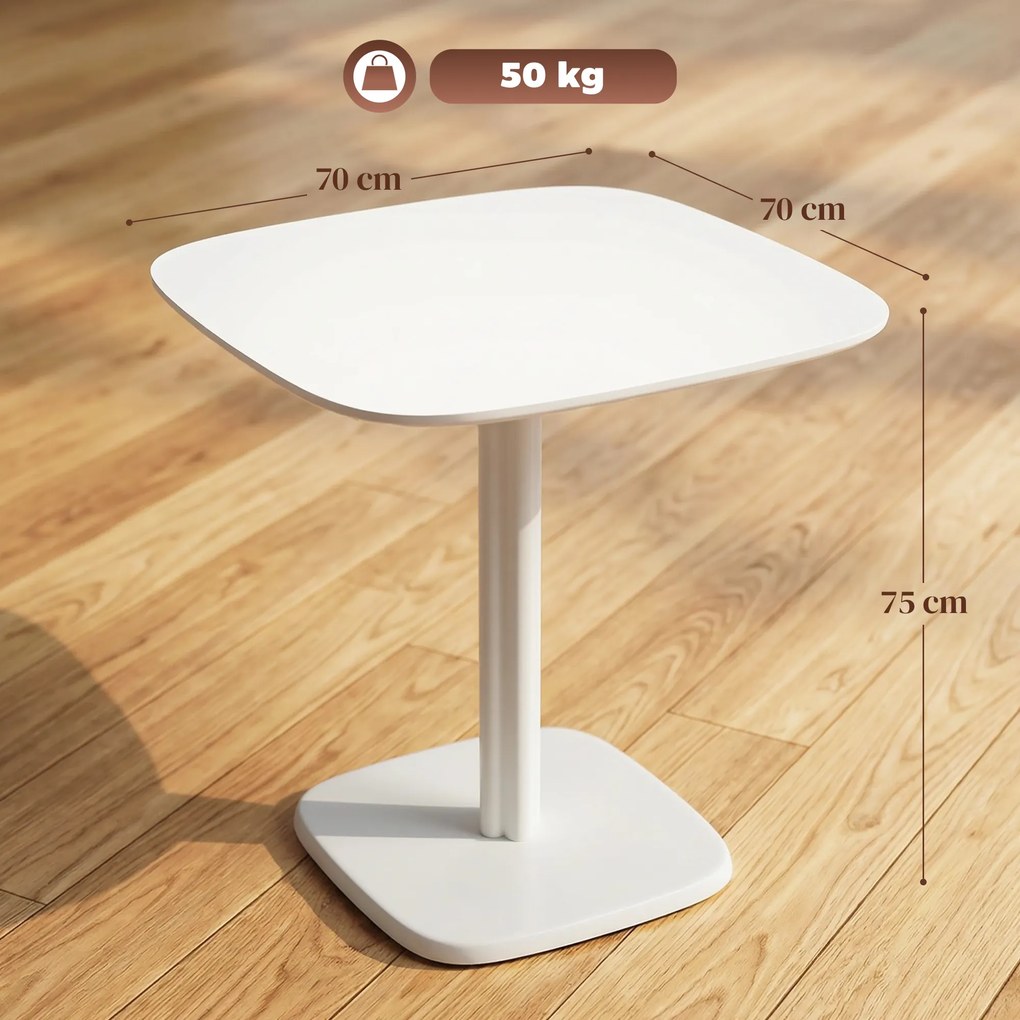 HOMCOM Masă de dining pentru 4 persoane masă de bucătărie pătrată stil modern cu blat aspect lemn, 70 x 70 cm, alb | Aosom Romania