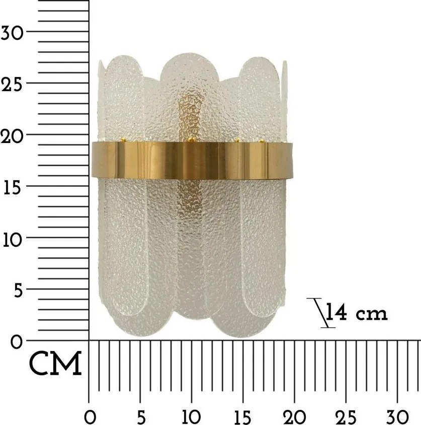 Aplică de perete aurie din sticlă Gris – Mauro Ferretti