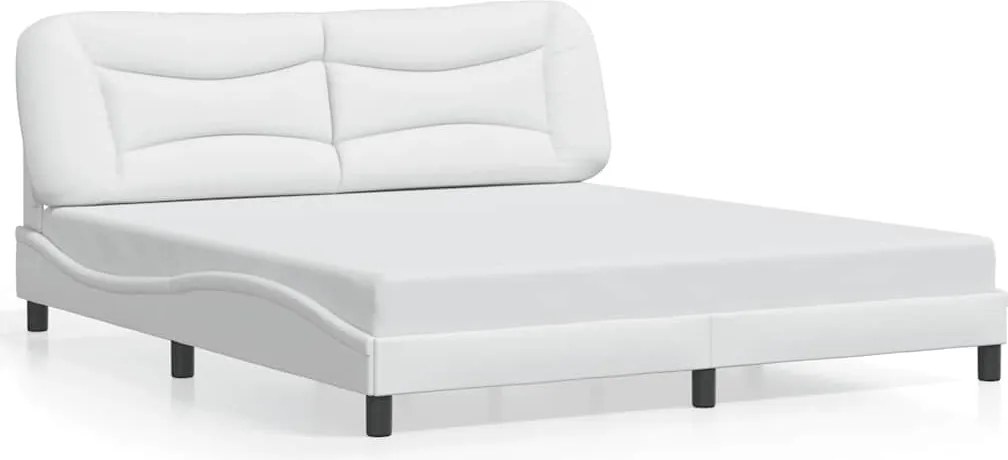vidaXL Cadru de pat fără saltea, Hvar, alb, 180x200 cm, piele ecologică