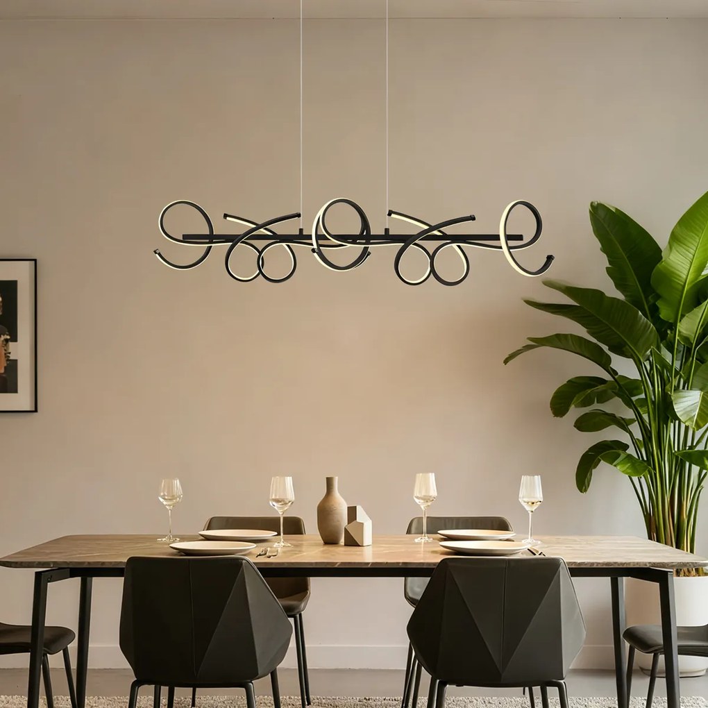Lampă suspendată de design, alungită, neagră, reglabilă în 3 trepte - Krisscross