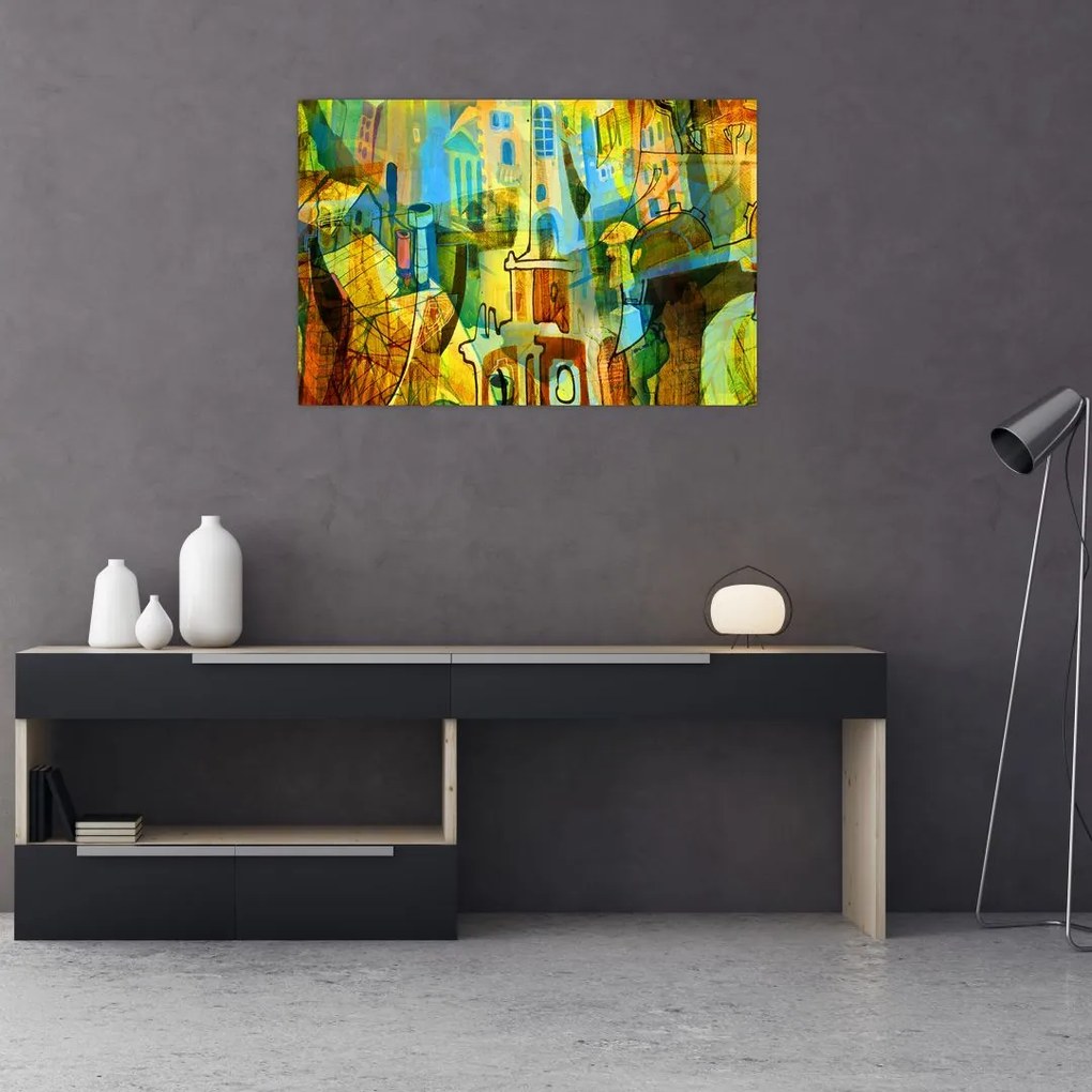 Tablou - Arhitectură, abstractizare cubistă (90x60 cm)