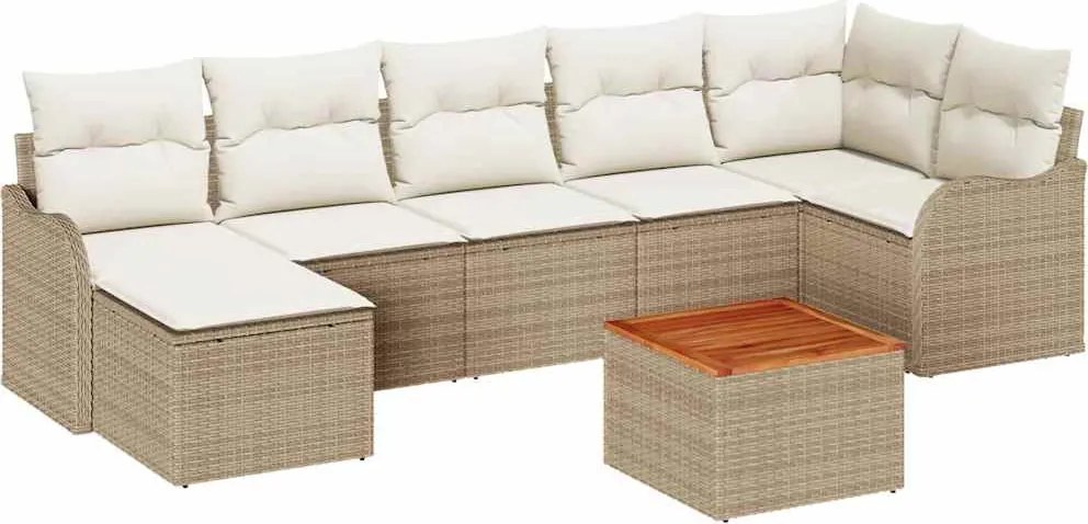 vidaXL Set de canapele pentru grădină cu pernă 8 pcs Bej poliratan