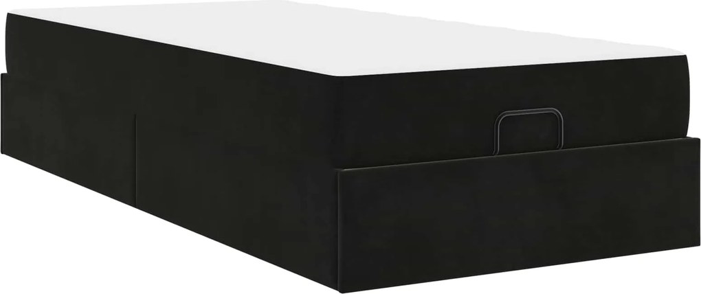 vidaXL Cadru de pat cu saltea cu saltea 2 pcs Negru Catifea
