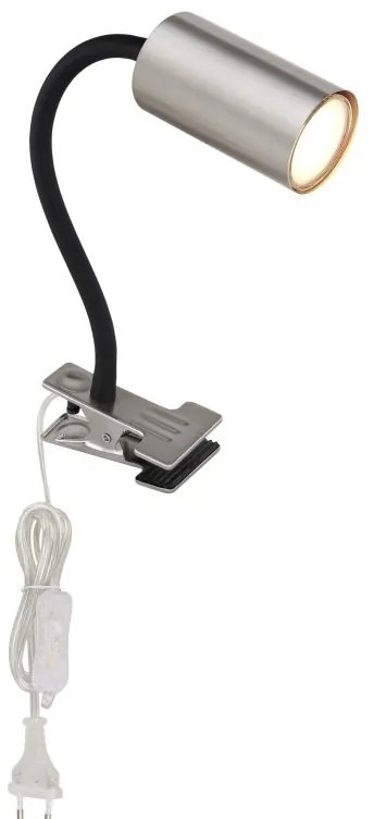 Veioza, lampa de birou cu clema design modern Robby nichel mat