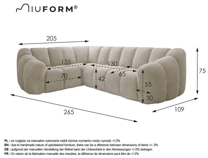 Colțar teracotă (cu colț pe partea stângă/în formă de ”L”) Shell – Miuform