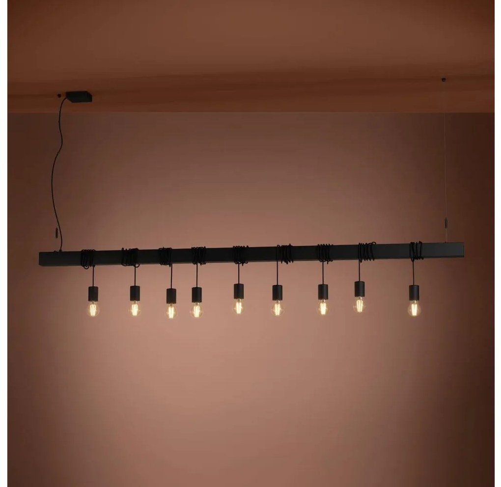 Lustră pe cablu Eglo 39939 TOWNSHEND-B 9xE27/40W/230V negru