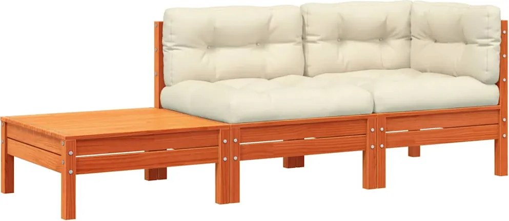 vidaXL Canapea de grădină cu perne și taburet, lemn masiv de pin