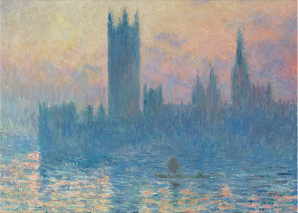 Tablou pe sticlă - Claude Monet, The Houses of Parliament, Sunset, reproducere (70x50 cm)