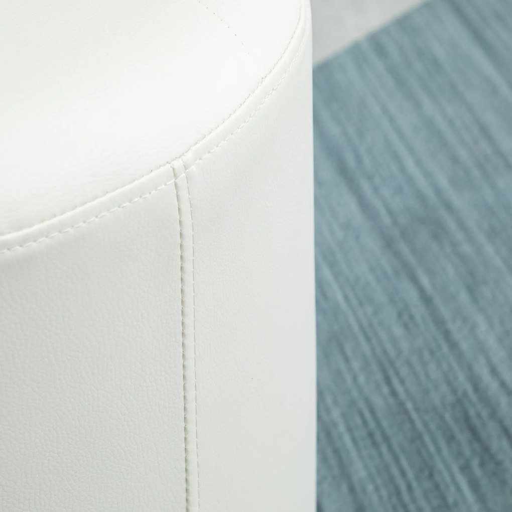 HOMCOM Suport pentru picioare living rotativ la 360°, ottoman rotund tapițat în PU cu bază din oțel, Ø 45,5 x 44,5 cm, alb | Aosom Romania