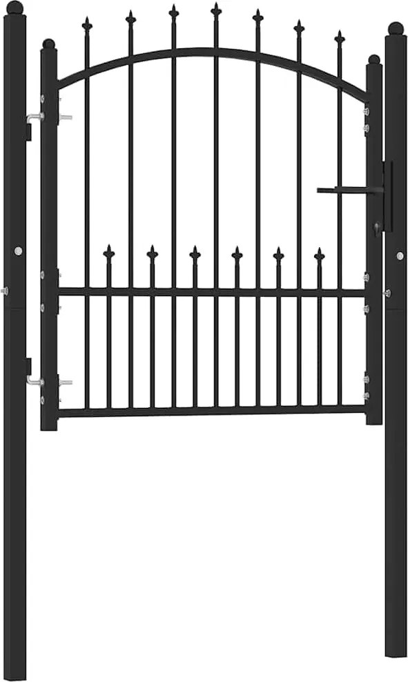 vidaXL Poartă de gard Emmen cu țepi din oțel, 104x97 cm, negru