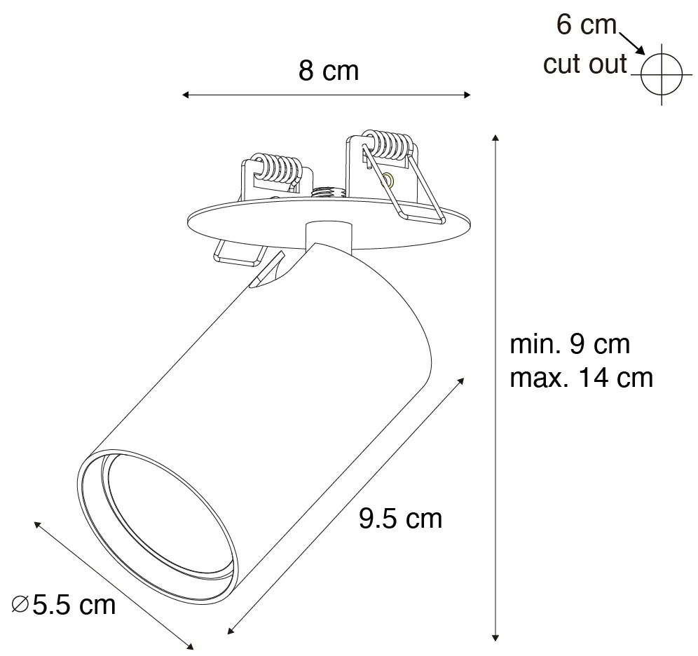 Set de 6 spoturi încastrate moderne bronz închis GU10 50mm - Chels