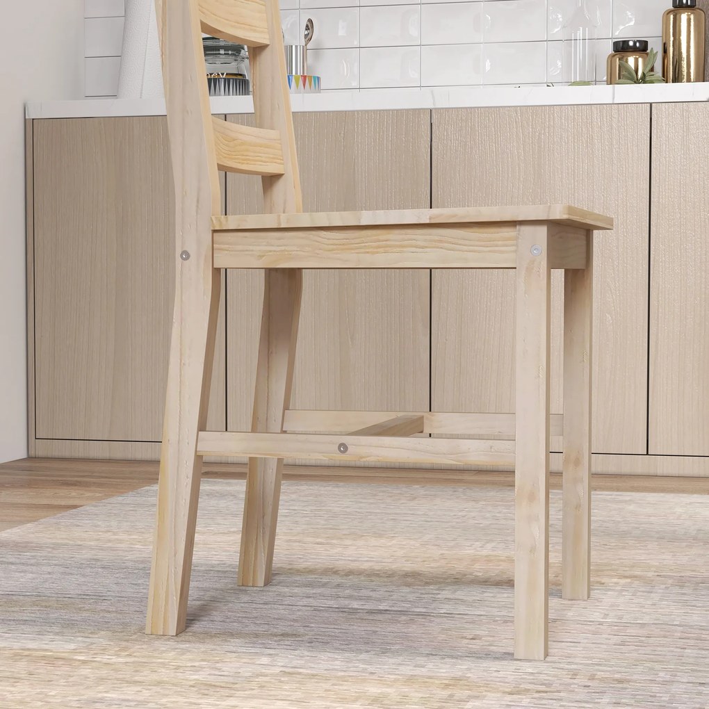 HOMCOM Set de masă 5 piese, masă cu scaune, lemn masiv, 118 cm x 73 cm x 75 cm, natur | Aosom Romania