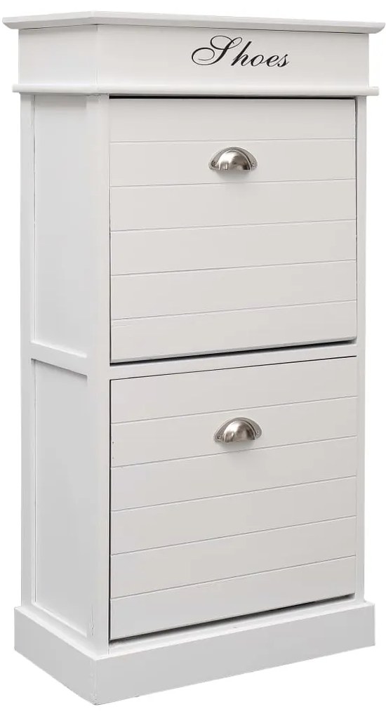 vidaXL Pantofar, alb, 50 x 28 x 98 cm, lemn de paulownia