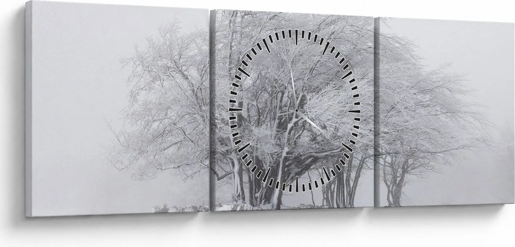Tablou - Iarnă albă (cu ceas) (90x30 cm)