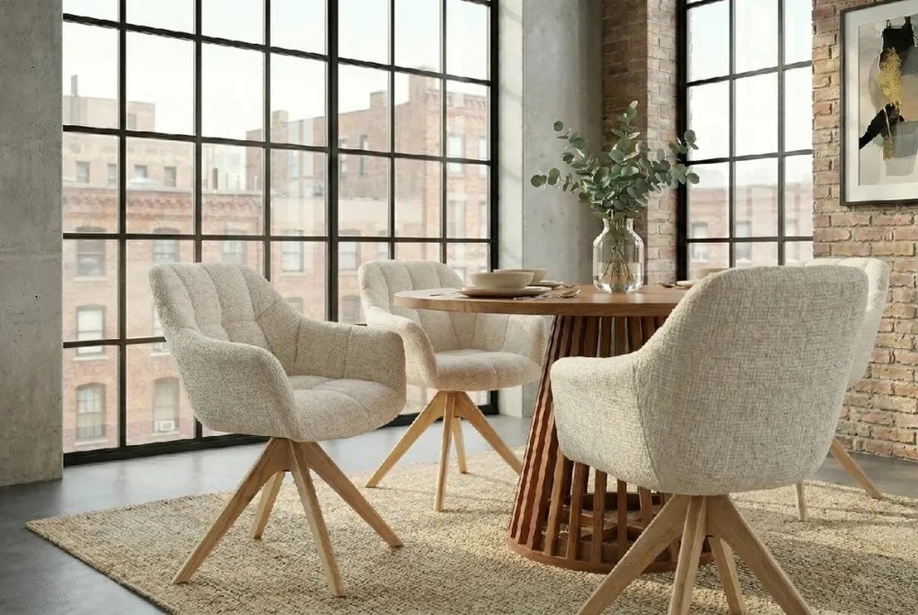 Scaun pivotant PAPILLON tesatura chenille/ stejar