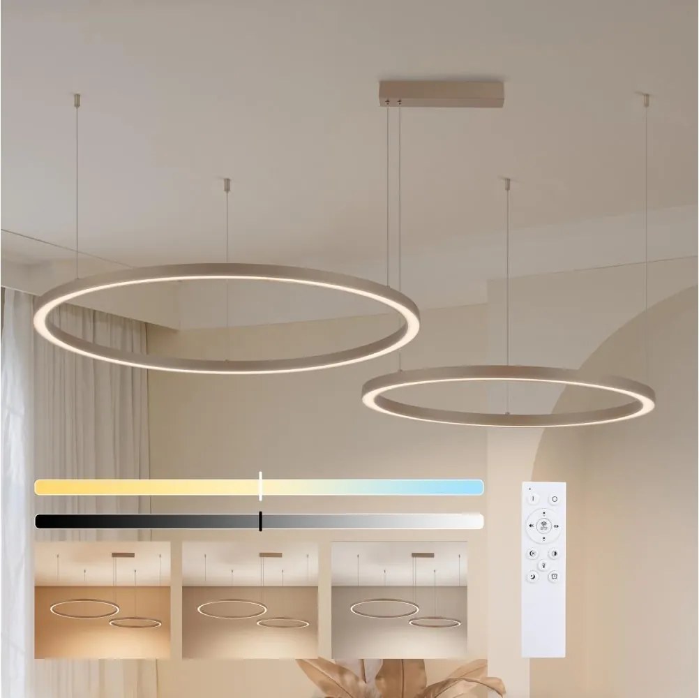 Brilagi - Lustru LED reglabil suspendat pe cablu PORTOFINO LED/98W/230V bej + telecomandă