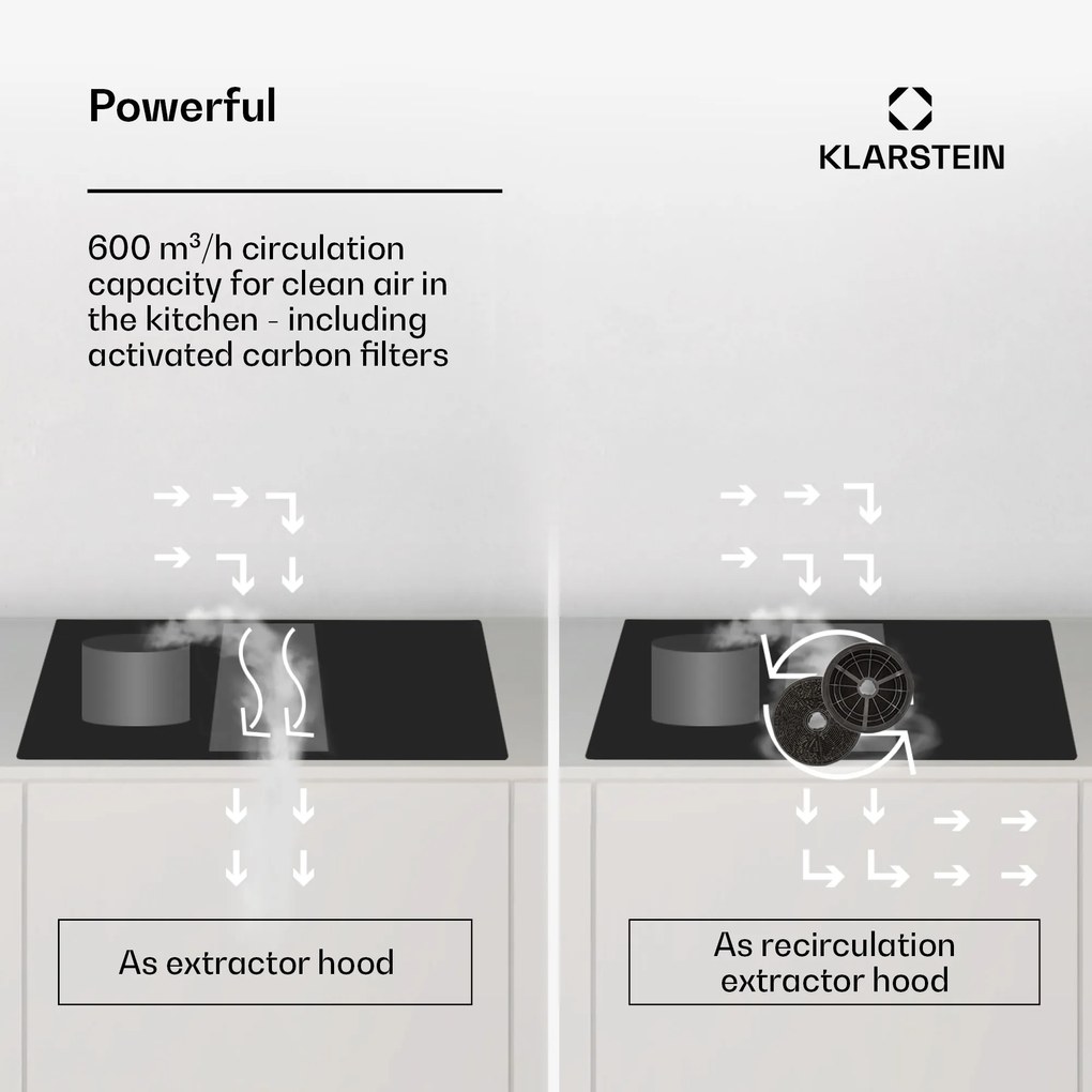 Chef-Fusion Down Air System, plită cu inducție + hota DownAir, 90 cm, 600 m³/h EEC A+