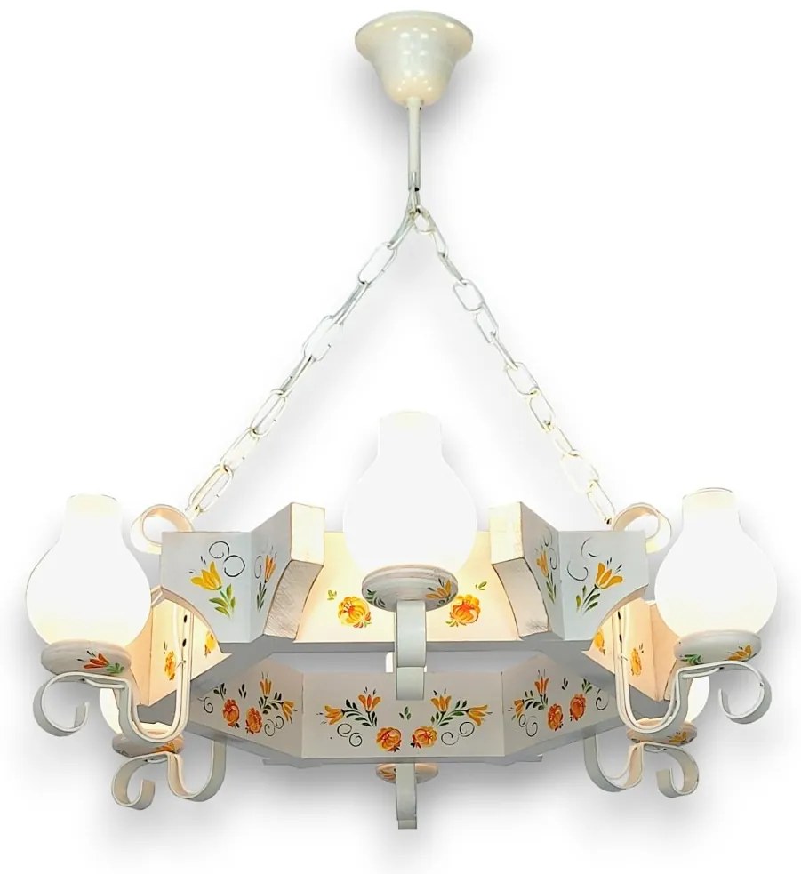 Candelabru fabricat manual din lemn pictat Queen 6L