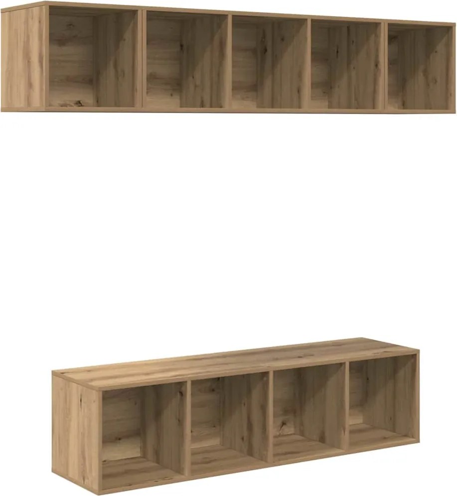 vidaXL Set comodă TV Pe perete 4 pcs Stejar Artizanal Lemn compozit