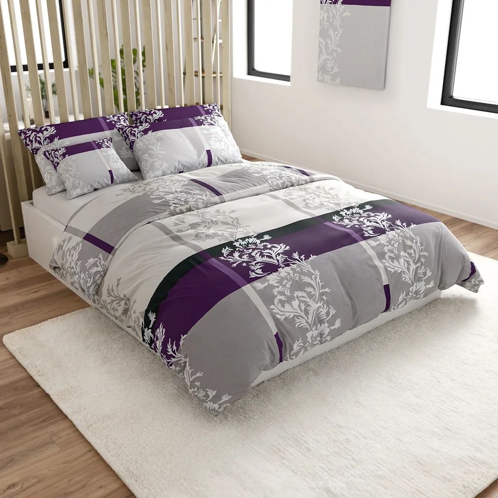Lenjerie de pat din bumbac DELUXE violet Dimensiune lenjerie de pat: 2 buc 70 x 90 cm | 200 x 220 cm