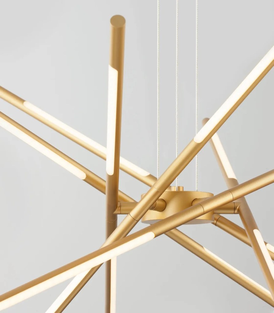 Lustra LED design modern cu brate reglabile si telecomanda RACCIO auriu