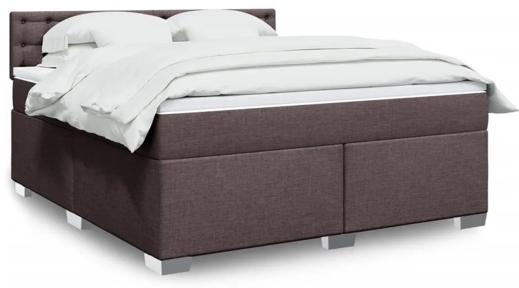 vidaXL Pat continental cu saltea maro închis 180x200cm material textil