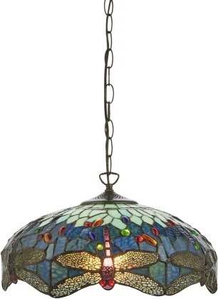 Endon 112195 - Lustră pe lanț Tiffany DRAGONFLY 1xE27/60W/230V Ø 41 cm