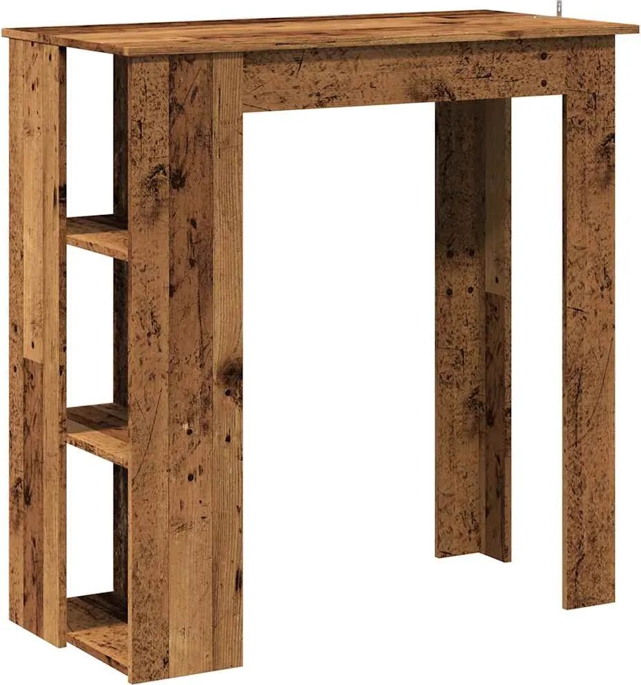 vidaXL Masă bar cu rafturi, lemn vechi, 102x50x103,5 cm lemn prelucrat
