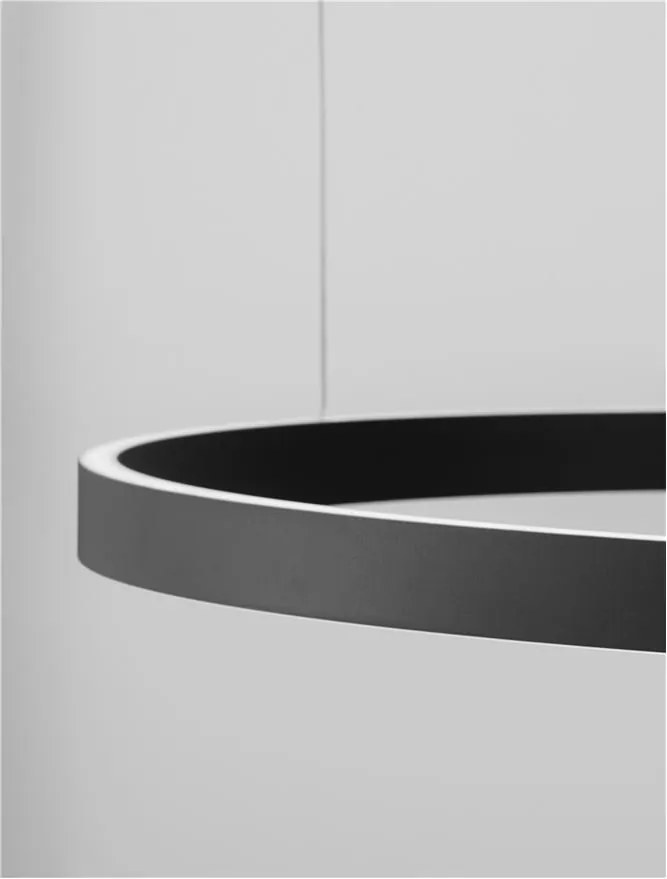 Lustra LED design circular cu iluminat sus si jos ELOWEN negru, diametru 98cm