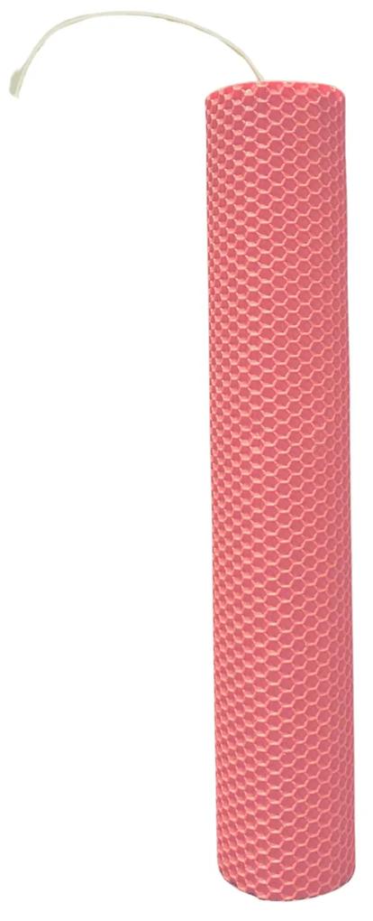Lumanare naturala fagure din Ceara de Albine colorata Roz 3,5 cm, 25 cm, Roz