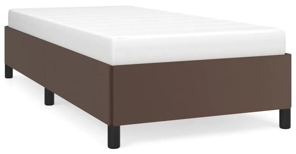 347224 vidaXL Cadru de pat, maro, 90x190 cm, piele ecologică